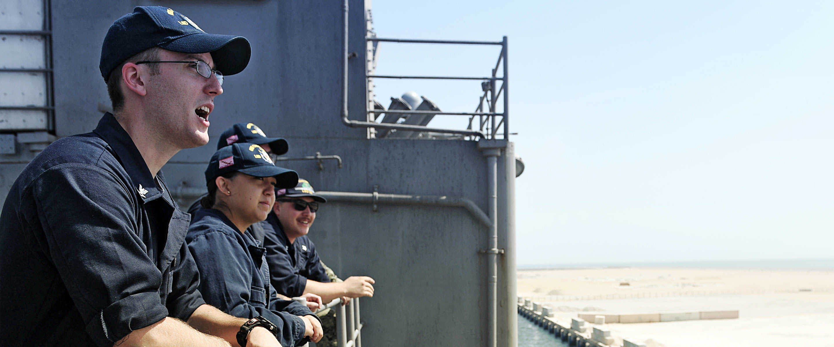 A group of Navy Reservists spend time together 
