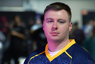 Navy Esports player MM1 Andrew Crosswhite poses for a portrait.