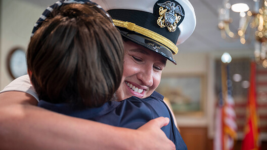 A U.S. Navy Officer during a commissioning ceremony.