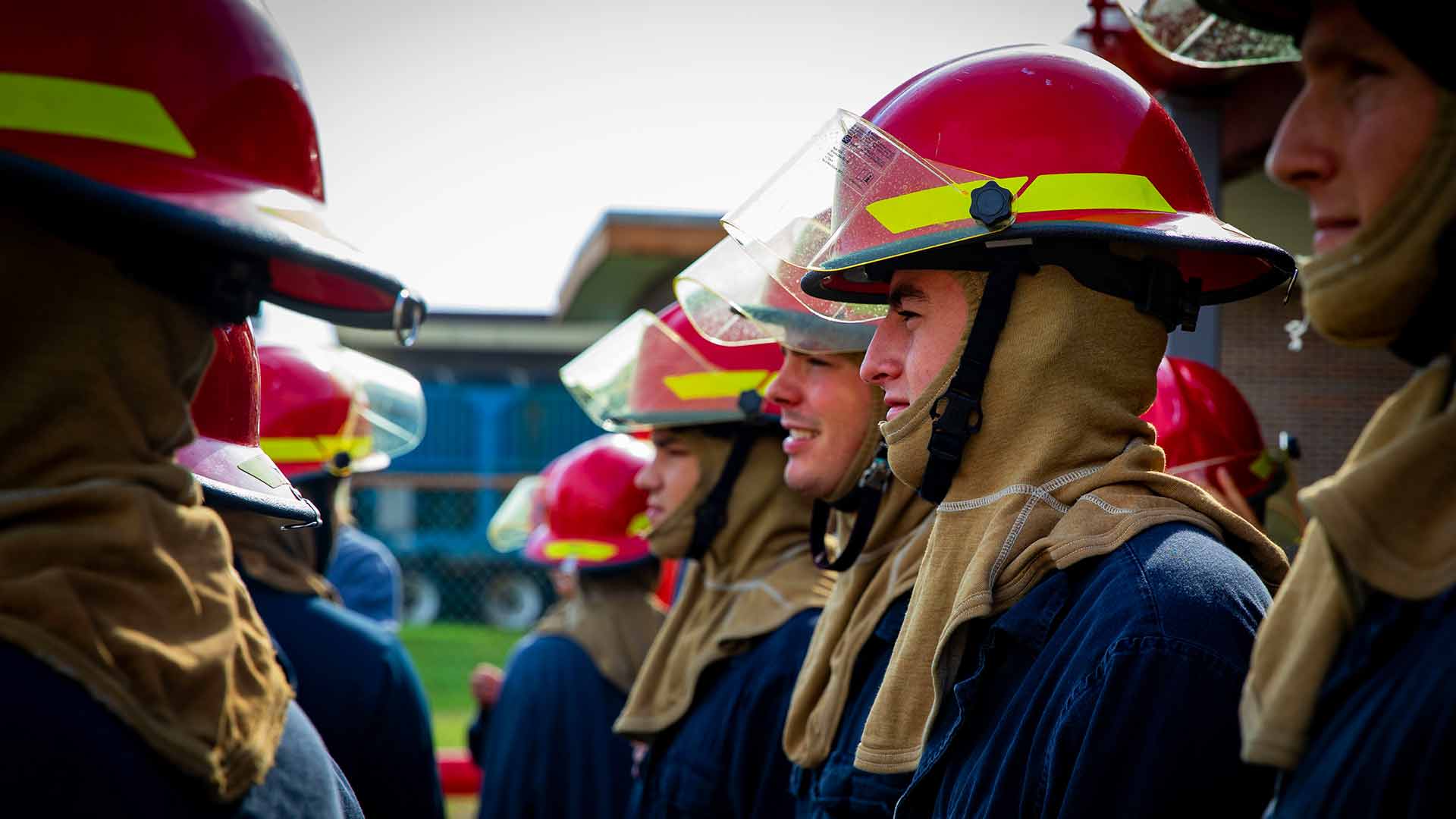 NROTC midshipmen listen to a safety brief prior to commencing damage control training at Surface Warfare School Command Engineering Learning Site at Naval Station Mayport.