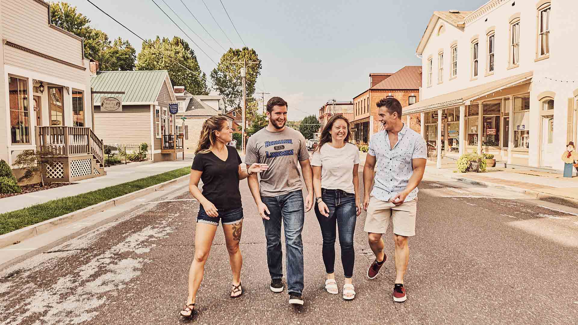 Colten Hubbard enjoys a casual walk down a Hermann Missouri street with two of his sisters and brother