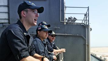 A group of Navy Reserve Sailors spend time together